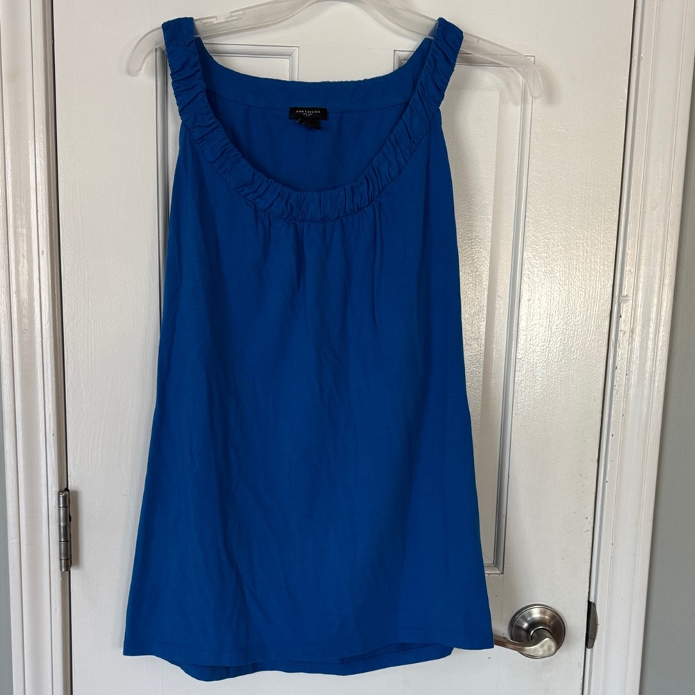 Ann Taylor Royal Blue Ruffle Tank Top